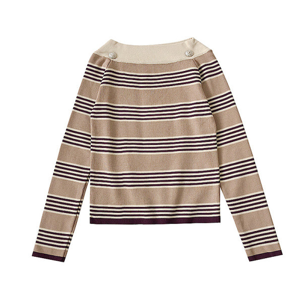 Alkalmi női csíkos blúz négy színben, ovális nyakkivágással