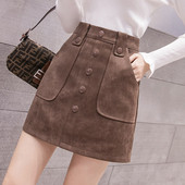 Női modern szoknya magas derékkal, gombokkal, négy színben