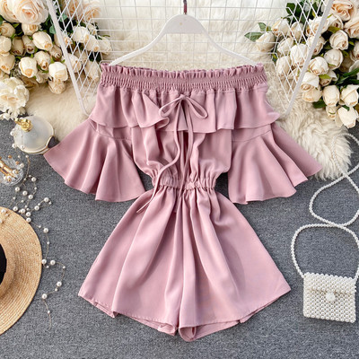 Női overál csupasz váll és rövid ujjú