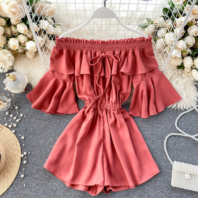 Női overál csupasz váll és rövid ujjú