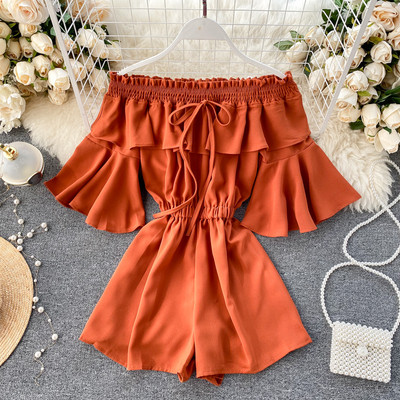 Női overál csupasz váll és rövid ujjú