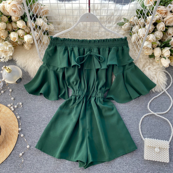 Női overál csupasz váll és rövid ujjú