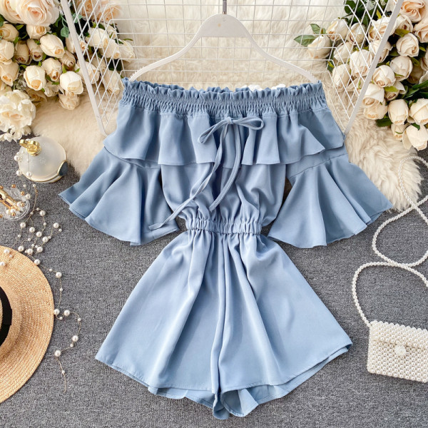 Női overál csupasz váll és rövid ujjú