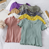 Naiste vabaaja lühikeste varrukate ja nööpidega pluus