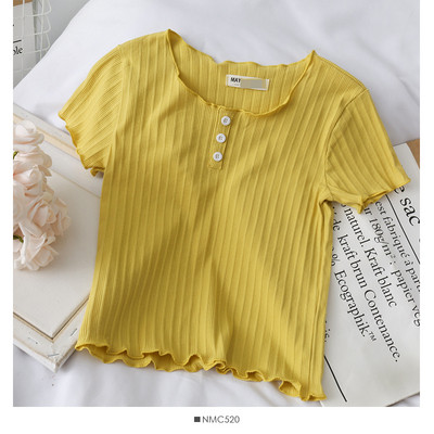 Naiste vabaaja lühikeste varrukate ja nööpidega pluus