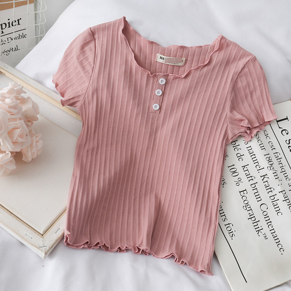 Naiste vabaaja lühikeste varrukate ja nööpidega pluus