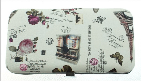 Komplektis 12 küünehooldusvahendit + värvilise mustriga hoiukarp