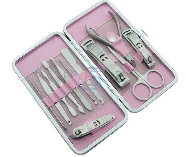 Komplektis 12 küünehooldusvahendit + värvilise mustriga hoiukarp