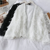 Moodne naiste vest tülli elementidega - ilma kinnituseta