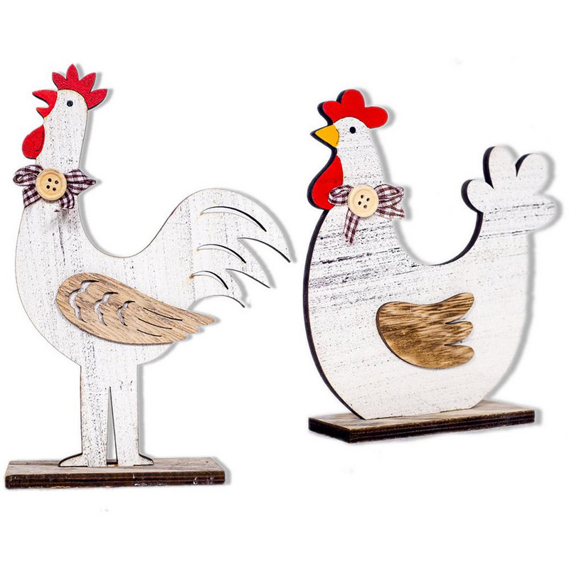 Dekoratív húsvéti fa dekoráció kakas vagy tyúk formájában