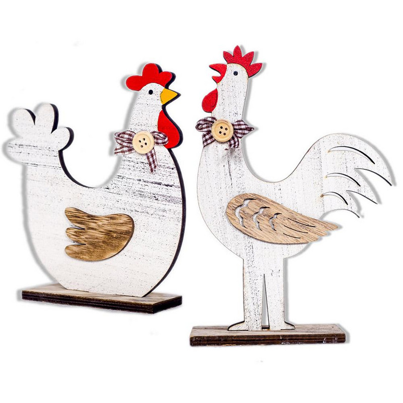 Dekoratív húsvéti fa dekoráció kakas vagy tyúk formájában