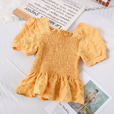 Νέο μοντέλο γυναικεία μπλούζα μοντέλο με κοντά μανίκια και τετράγωνη λαιμόκοψη