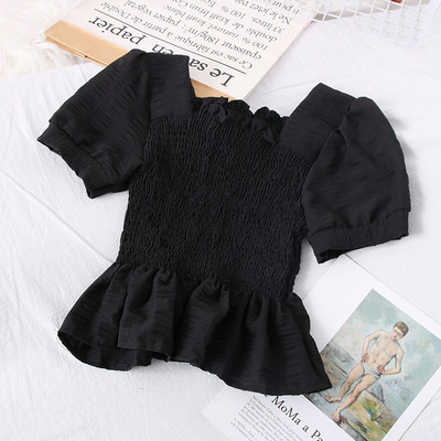 Νέο μοντέλο γυναικεία μπλούζα μοντέλο με κοντά μανίκια και τετράγωνη λαιμόκοψη