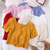 Kandilise kaelusega ja lühikeste varrukatega naiste särk – uus mudel