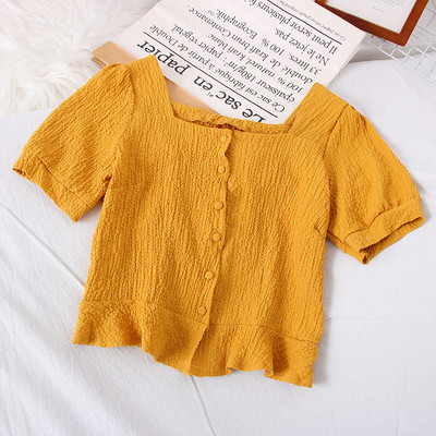 Kandilise kaelusega ja lühikeste varrukatega naiste särk – uus mudel