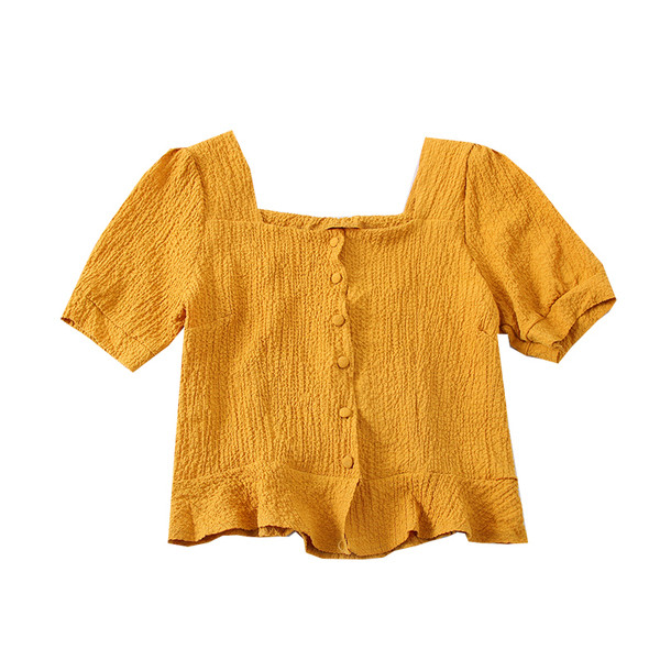 Kandilise kaelusega ja lühikeste varrukatega naiste särk – uus mudel