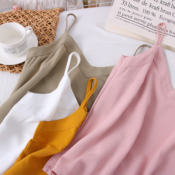 Moodne naiste topp õhukeste rihmade ja V-kaelusega