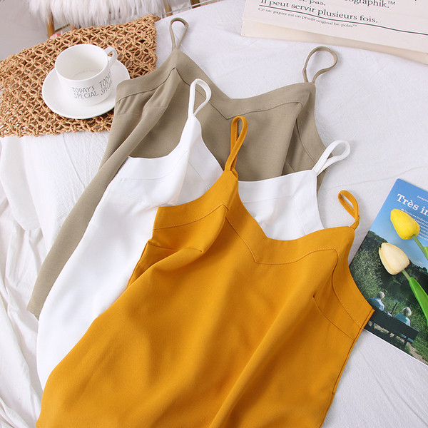 Moodne naiste topp õhukeste rihmade ja V-kaelusega