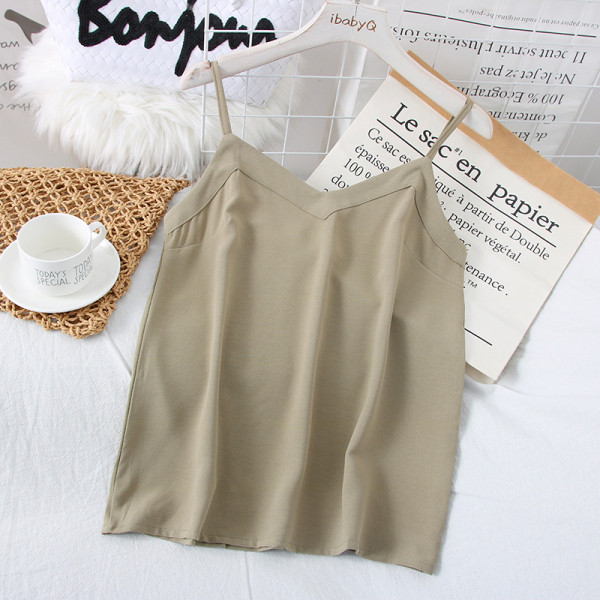 Moodne naiste topp õhukeste rihmade ja V-kaelusega