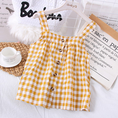 Igapäevane naiste ruuduline rihmade ja nööpidega topp