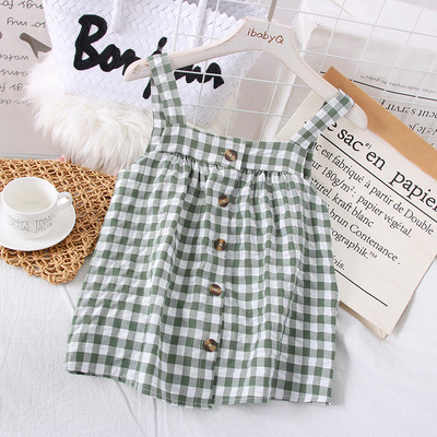 Igapäevane naiste ruuduline rihmade ja nööpidega topp