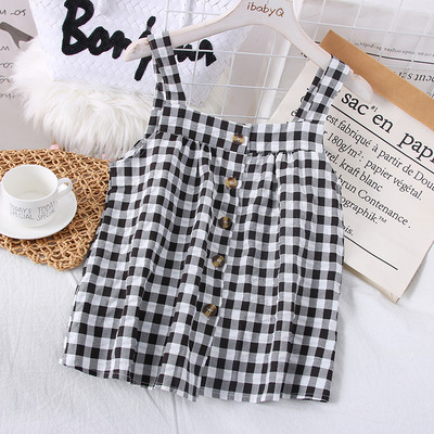 Igapäevane naiste ruuduline rihmade ja nööpidega topp