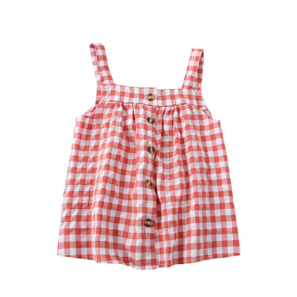 Igapäevane naiste ruuduline rihmade ja nööpidega topp