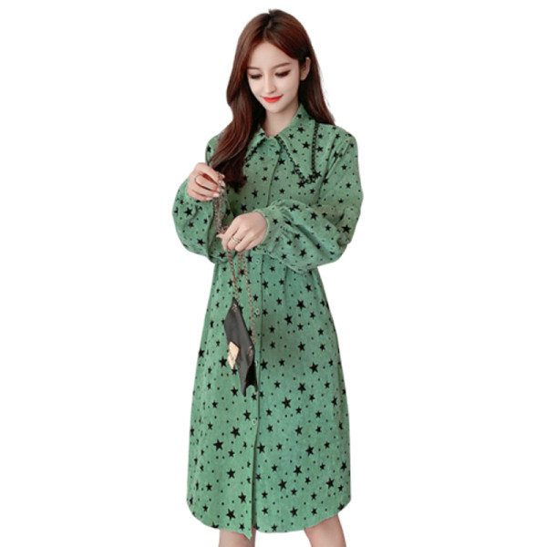 Kevadine naiste kleit puhvis varrukate ja vöörihmaga