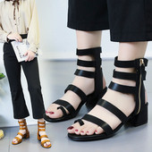 Modern női szandál eco bőrből és alacsony vastag sarkú