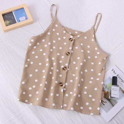 Νέο μοντέλο γυναικείο αμάνικο πουά με κουμπί και λεπτές λουρίδες