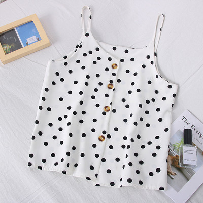 Νέο μοντέλο γυναικείο αμάνικο πουά με κουμπί και λεπτές λουρίδες