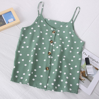 Νέο μοντέλο γυναικείο αμάνικο πουά με κουμπί και λεπτές λουρίδες