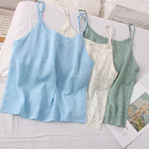 Modern női felső szívecskékkel és vékony pántokkal