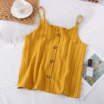 Triibuline naiste topp nööpide ja õhukeste rihmadega