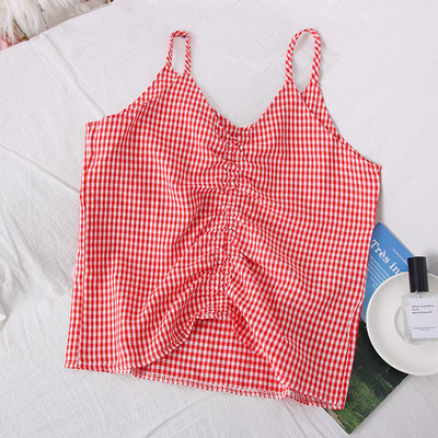 Peenikeste rihmadega ruuduline naiste topp