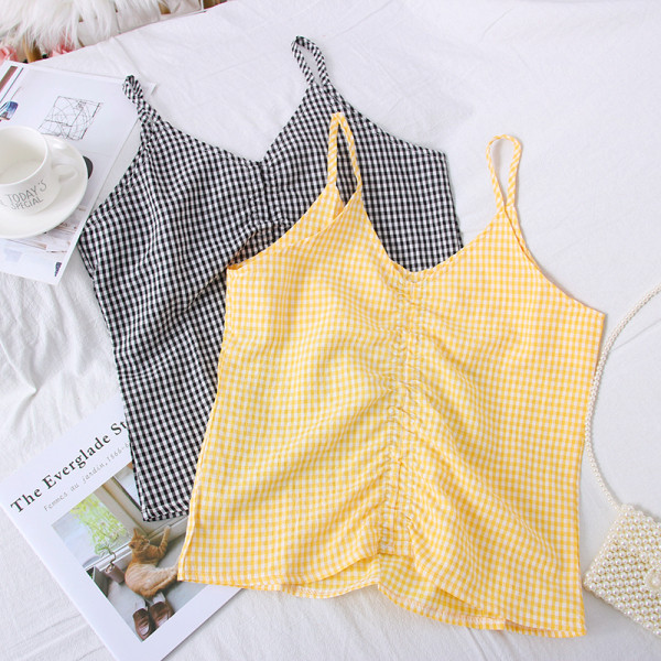 Peenikeste rihmadega ruuduline naiste topp