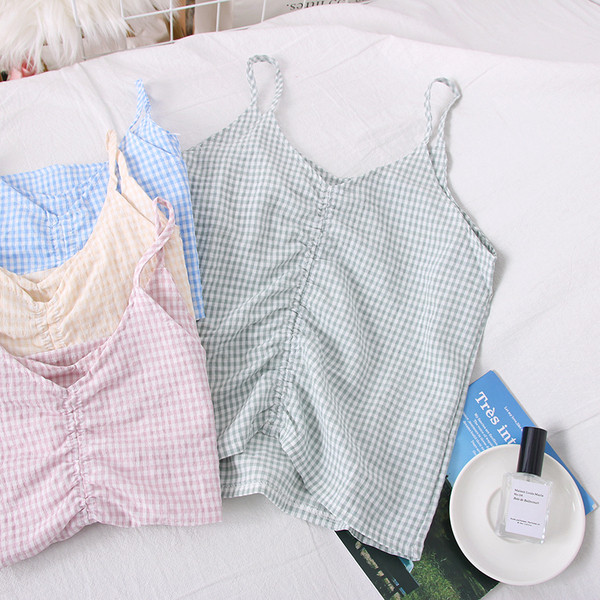 Peenikeste rihmadega ruuduline naiste topp