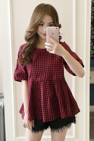 Kevadine naiste ruuduline särk 3/4 varrukatega