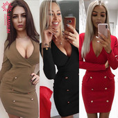 ÚJ modell női rövid ruha hosszú ujjal és mély nyakkivágással