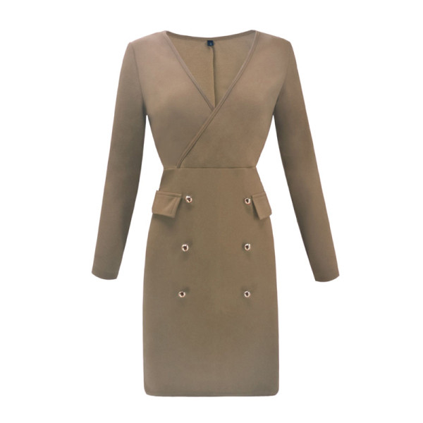 ÚJ modell női rövid ruha hosszú ujjal és mély nyakkivágással