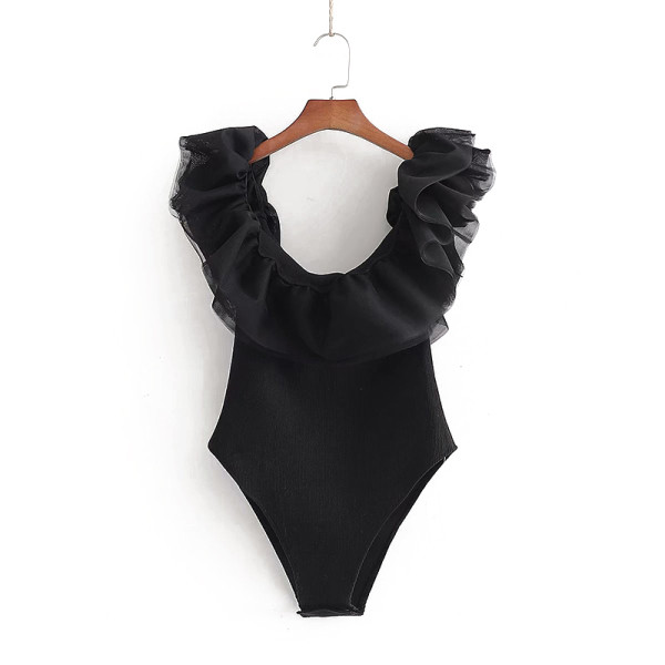 Moodne naiste must tülliga body