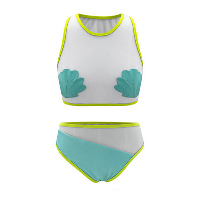 Naiste kaheosaline kõrge vöökoha ja laiade rihmadega ujumistrikoo