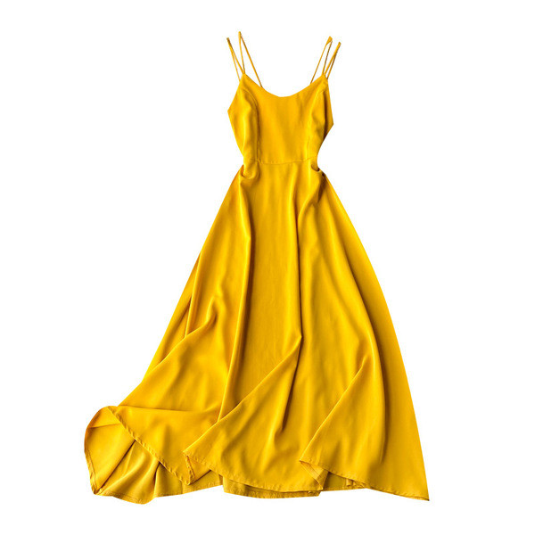 Moodne naiste pika kleidilõikeline õhukeste rihmadega mudel