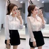 Elegáns női ing hímzéssel és gyöngyökkel