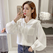 Valge naiste särk puhvis varrukate ja taskutega