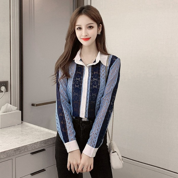 Kevadine naiste särk klassikalise krae ja nööpidega