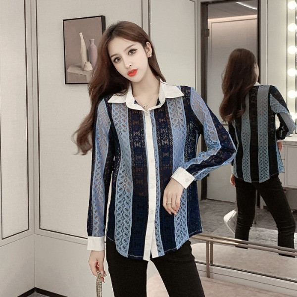 Kevadine naiste särk klassikalise krae ja nööpidega