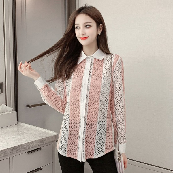 Kevadine naiste särk klassikalise krae ja nööpidega