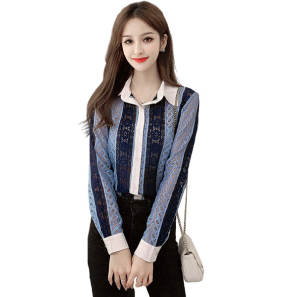 Kevadine naiste särk klassikalise krae ja nööpidega