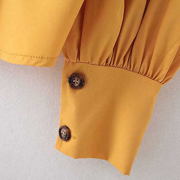 Új modell női tavaszi ing szalaggal a nyakkivágáson, színes mintával